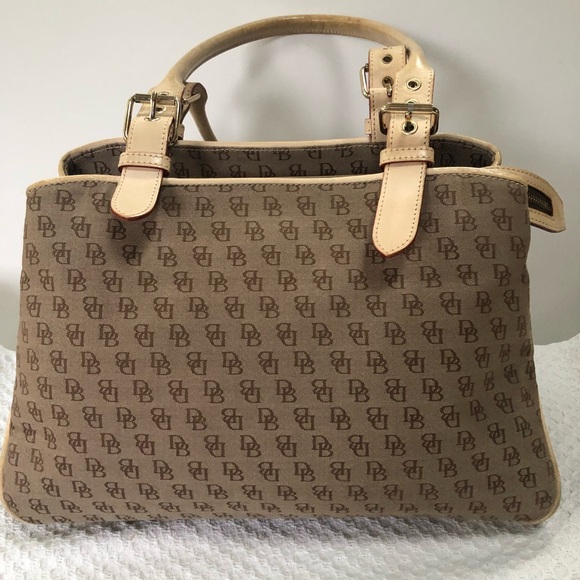 Dooney & Bourke Buckel Satchel Tote Bag Signature Design w/ Leather Trim - Picture 6 of 15